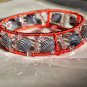 Red Wire Wrapped Zebra Swarovski Crystal Bangle Bracelet