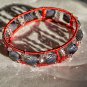 Red Wire Wrapped Zebra Swarovski Crystal Bangle Bracelet
