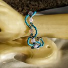 Double Strand Turquoise Meandering Seed Bead and Rose Water Opal Swarovski Bracelet