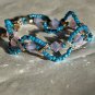 Double Strand Turquoise Meandering Seed Bead and Rose Water Opal Swarovski Bracelet