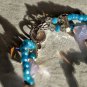 Double Strand Turquoise Meandering Seed Bead and Rose Water Opal Swarovski Bracelet