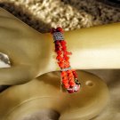 Double Strand Red Coral Chip Bracelet