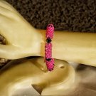 Pink Peyote Stitch Tube Bracelet With Jet Swarovski Crystals