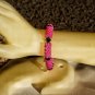Pink Peyote Stitch Tube Bracelet With Jet Swarovski Crystals