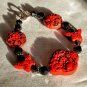 Cinnabar and Jet Swarovski Crystal Bracelet