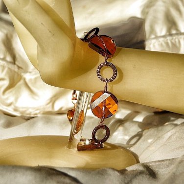 Wire Wrapped Swarovski Crystal Copper Twist Bracelet