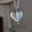 Dichroic Glass Heart Pendant With 18 Inch Sterling Silver Chain