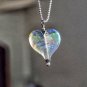 Dichroic Glass Heart Pendant With 18 Inch Sterling Silver Chain
