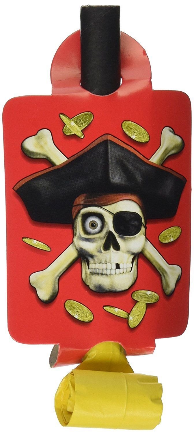 PIRATE PARTY BLOW-OUTS noise makers decoration Party 8 Piece Birthday
