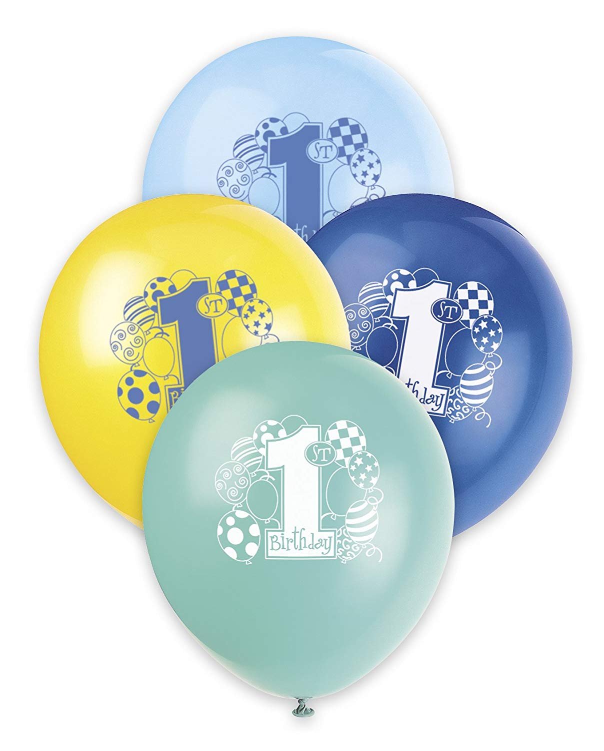 12" Latex Party Balloons 8 Count Baby Boy 1st First Birthday Supplies Free Ship