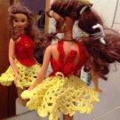 Barbie doll Crochet Red Summer Set: Top and Skirt
