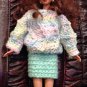 Barbie doll Knitteed Green Set: Sweater and mini Skirt