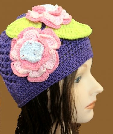 Summer Hat with Pink Flowers