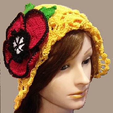 PATTERN - Hat with Poppy Seed flower