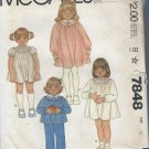Vintage McCall's Pattern  7313 Size 2 Toddler and Children's Bishop Dress with Smocking