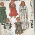 Vintage  McCall's Pattern 7349 Girls' Size 10 Dress and Pinafore