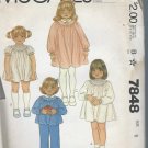 Vintage McCall's Pattern 7848 Girls Size 5 Dress Top and Pants