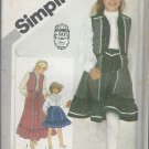 Vintage Simplicity Pattern 5162 Skirt blouse and Quilted vest Child Size 4