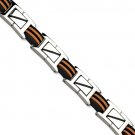 QGSRB473-8.75     Stainless Steel Black & Orange Polyurethane 8.75in Bracelet