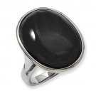 QGSR185-6     Stainless Steel Black Agate Size 6 Ring 6"