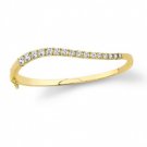 Yellow Gold Bangle Womens Jewelry Raound Diamonds 2 Carats