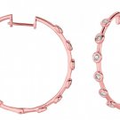 Round Brilliant Diamond Bezel Set Hoop Earring Pink Gold 14K 0.81 Carat