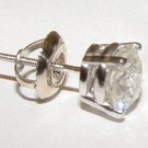 Single Diamond Stud Men Earring Women Gold White 1.50 Carat