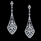 14K White Gold Round Brilliant Diamonds 3 Carat Chandelier Earrings Pair