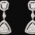 3.50 Carat Trillion Diamonds Chandelier Earrings White Gold Ear Ring