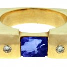 Yellow Gold AAA Tanzanite Radiant Diamonds Men?S Ring 2.25 Carat