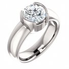 Sparkling Round Diamond Half Bezel Solitaire Women Ring White Gold 14K 1.51 Carat