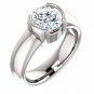 Sparkling Round Diamond Half Bezel Solitaire Women Ring White Gold 14K 1.51 Carat