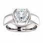 Sparkling Round Diamond Half Bezel Solitaire Women Ring White Gold 14K 1.51 Carat