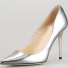 NWT 2013 women's silver leather made high heels shoes