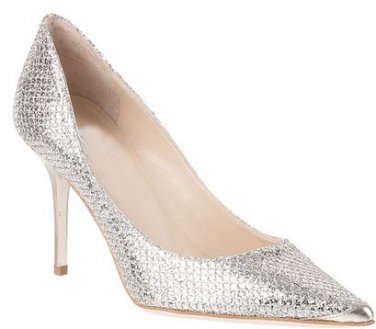 NWT 2013 women's silver leather glitter high heels shoes