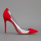 NWT 2013 women's red suede transparent high heels shoes