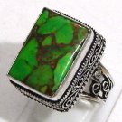 Elegance Green Copper Turquoise Gemstone 925 Sterling Silver Mens Ring Size 10