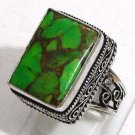 Elegance Green Copper Turquoise Gemstone 925 Sterling Silver Overlay Ring Sz 10