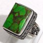 Elegance Green Copper Turquoise Gemstone 925 Sterling Silver Overlay Ring Sz 10