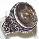Wonderful Oval Black Rutile Gemstone 925 Sterling Silver Overlay Ring Size 9
