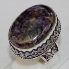 Rare Natural Sugilite Gemstone 925 Sterling Silver Overlay Men's Ring Size 9