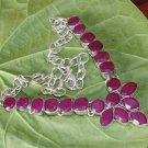 Kashmir Red Ruby Gemstone Fashion 925 Silver Necklace Adjustable Size 18.5"