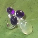 Prehnite Amethyst Gemstone Ring- 925 Silver Handmade Cocktail Gift Ring Size 7