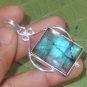 Flashing Cushion Cab Labradorite 925 Silver Handmade Pendant Jewelry