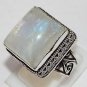 Father's Day Gift Misty Rainbow Moonstone 925 Sterling Silver Overlay Ring 10.5