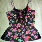 Floral print on Black tank top