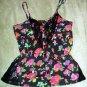 Floral print on Black tank top
