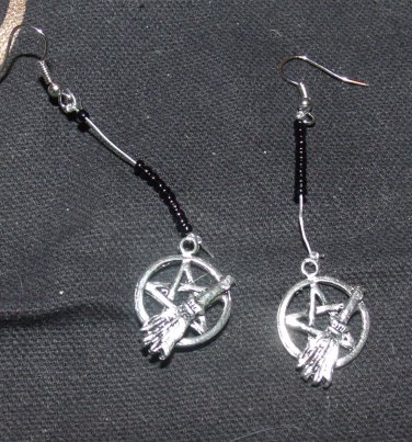 Pentacle and Broom Earrings