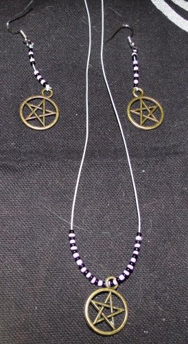 Pentacle Necklace and Earring Combo