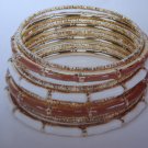 Bangle bracelet set costume jewelry white, gold and brown